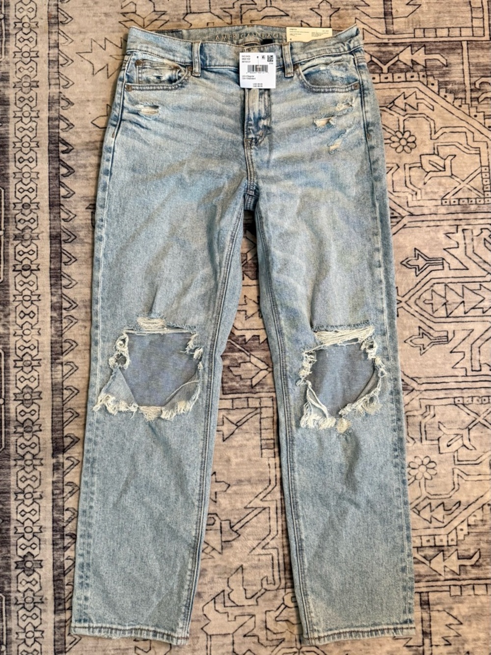 American Eagle Super High Rise Ankle Straight Stretch Jeans 4 light wash NEW